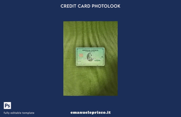 modello frontale photolook con carta verde AMEX della banca USA California Varo 